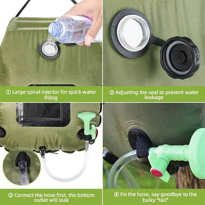 20L Solar Camp Shower Bag Portable Outdoor Heating Water Pipe Camping Hiking OZAB