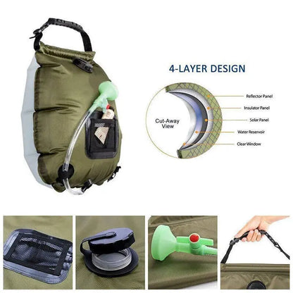 20L Solar Camp Shower Bag Portable Outdoor Heating Water Pipe Camping Hiking OZAB