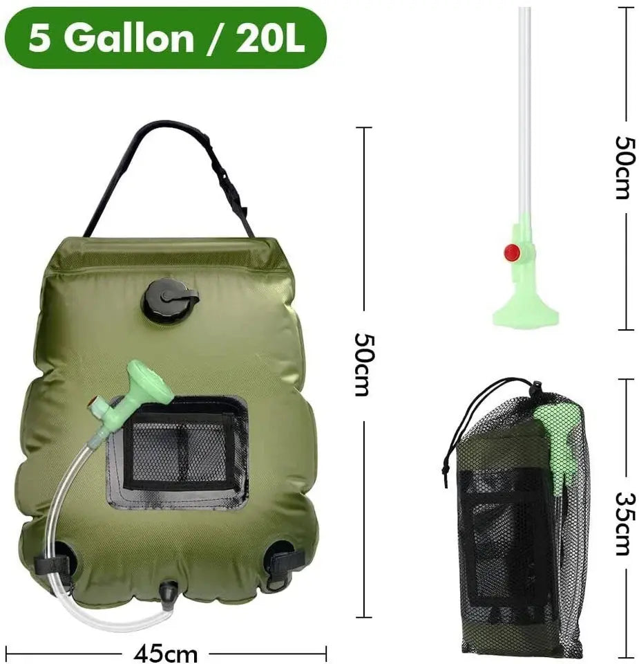 20L Solar Camp Shower Bag Portable Outdoor Heating Water Pipe Camping Hiking OZAB