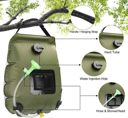 20L Solar Camp Shower Bag Portable Outdoor Heating Water Pipe Camping Hiking OZAB