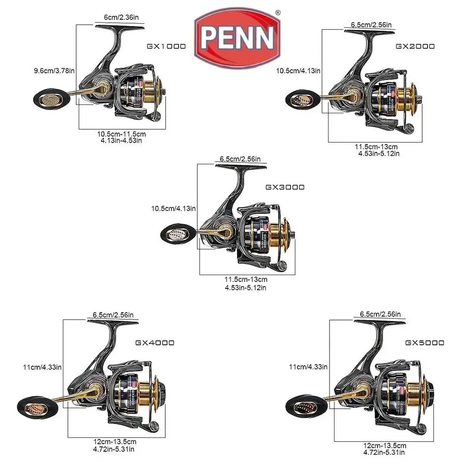 PENN GX Spinning Fishing Reel 1000–7000 | 13+1 Bearings | 25kg Drag | Saltwater AEX