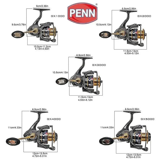 PENN GX Spinning Fishing Reel 1000–7000 | 13+1 Bearings | 25kg Drag | Saltwater AEX
