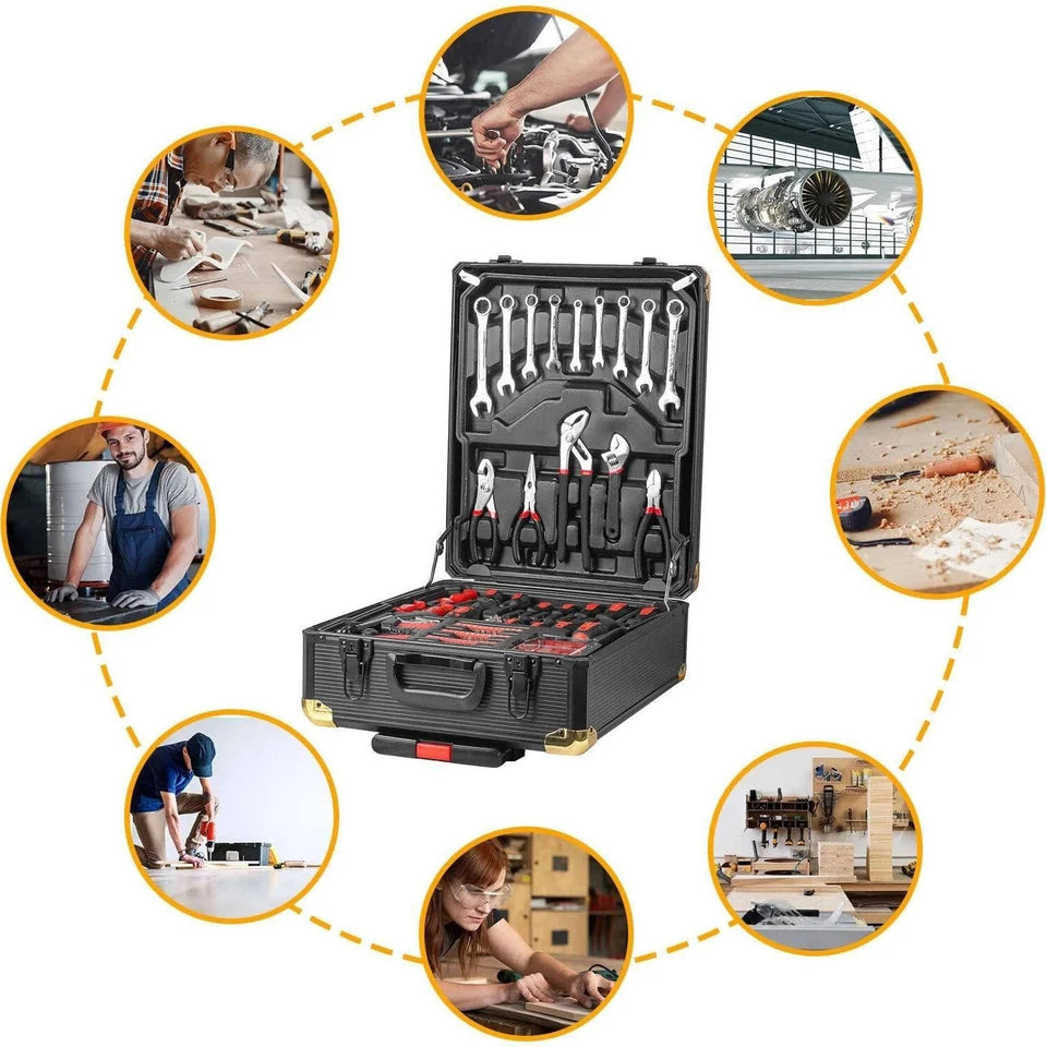 1180PCS Hand Tool Kit Aluminium Case Rolling Box Household Auto Repair Set OZAB Av8Store