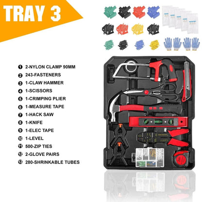1180PCS Hand Tool Kit Aluminium Case Rolling Box Household Auto Repair Set OZAB Av8Store