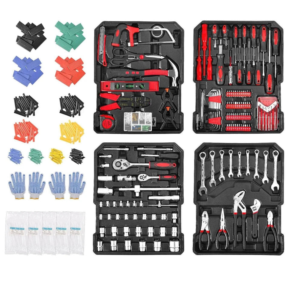 1180PCS Hand Tool Kit Aluminium Case Rolling Box Household Auto Repair Set OZAB Av8Store