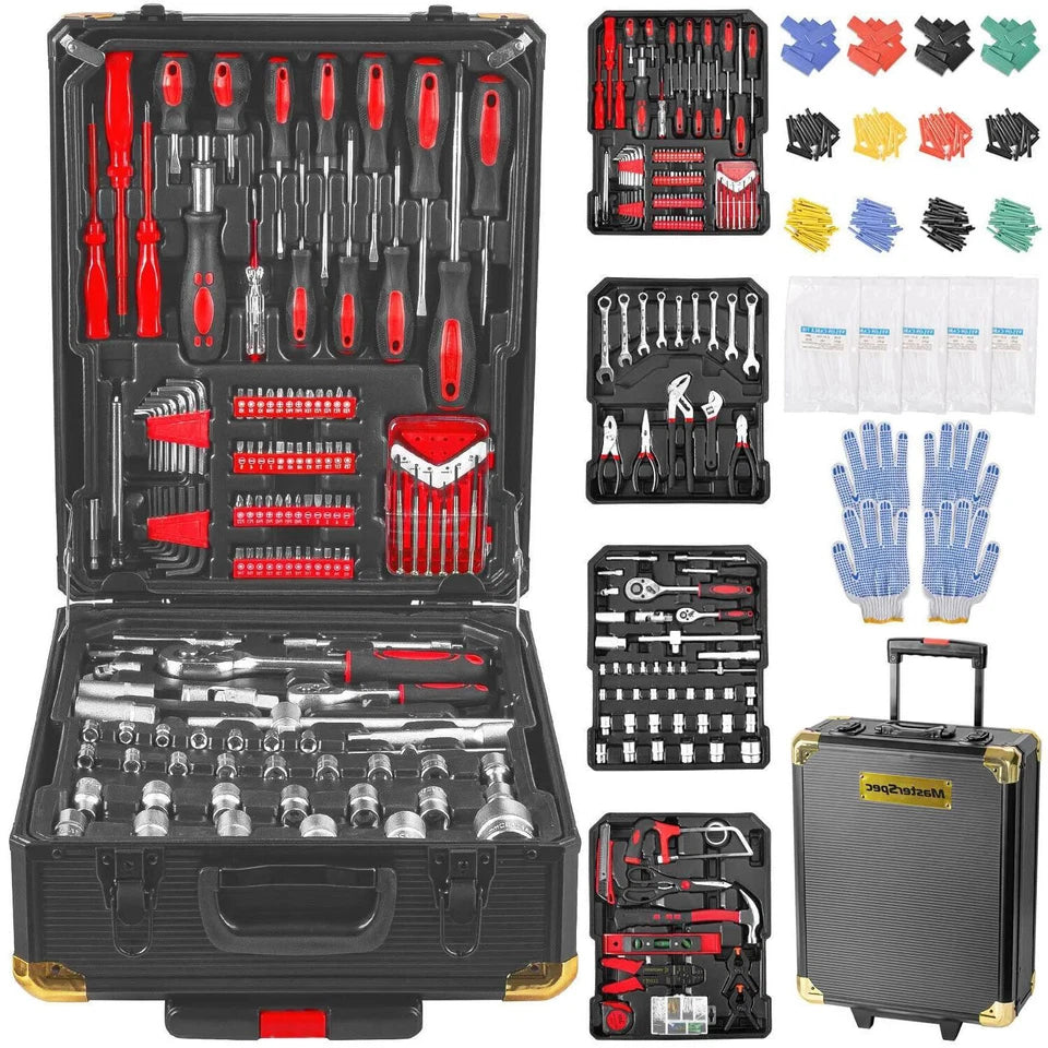 1180PCS Hand Tool Kit Aluminium Case Rolling Box Household Auto Repair Set OZAB Av8Store