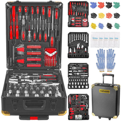 1180PCS Hand Tool Kit Aluminium Case Rolling Box Household Auto Repair Set OZAB Av8Store
