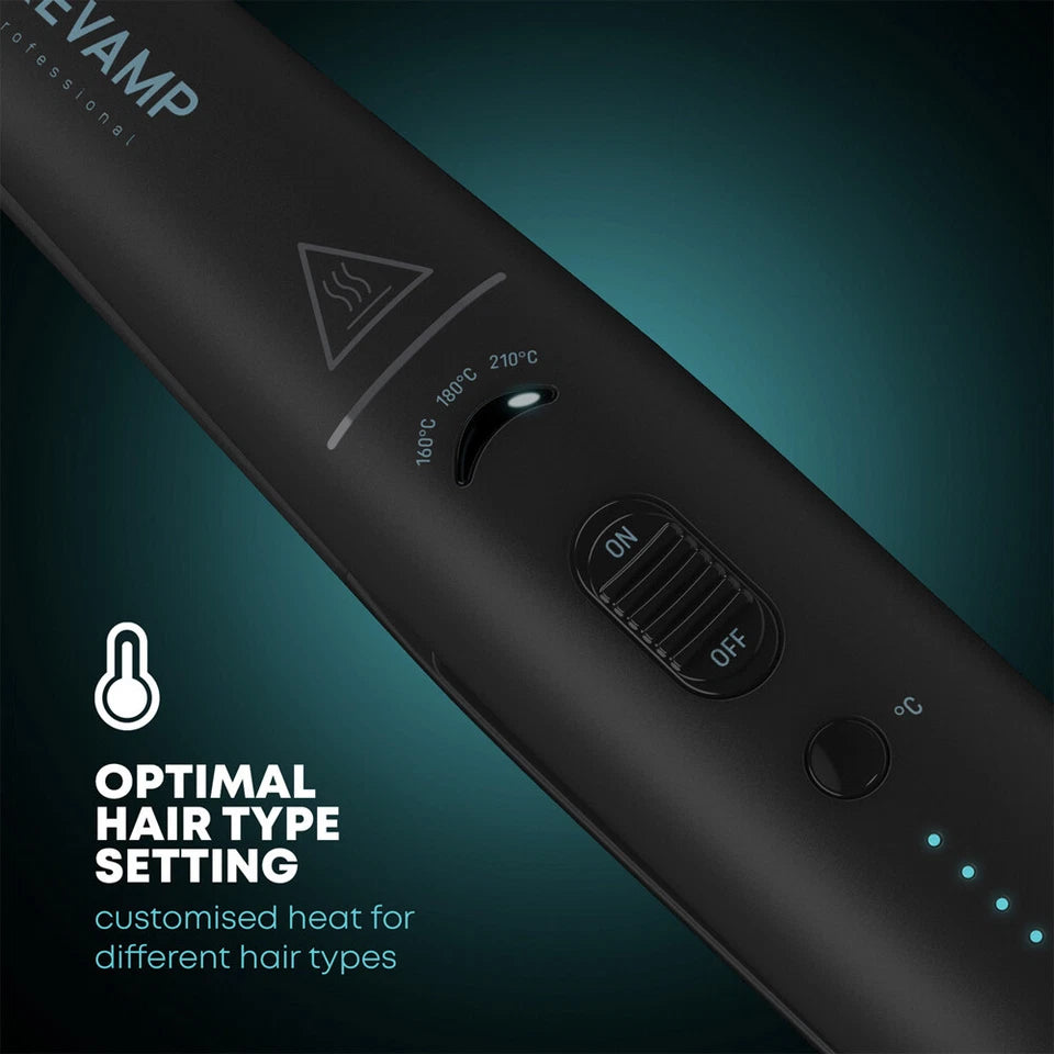 Revamp Progloss Liberate Cordless Ceramic Hair Straightener – 30 Min Use, 3 Heat Settings, Travel Lock | Black