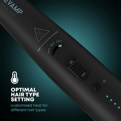 Revamp Progloss Liberate Cordless Ceramic Hair Straightener – 30 Min Use, 3 Heat Settings, Travel Lock | Black