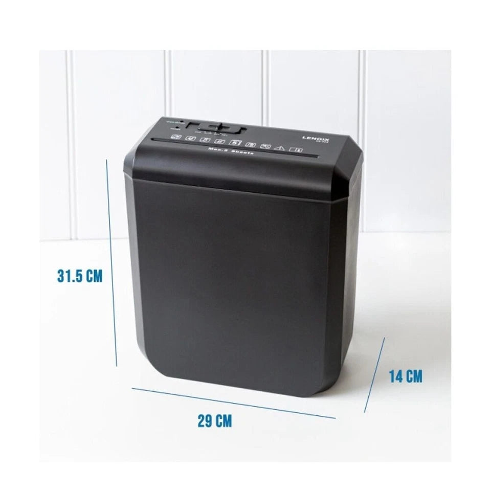 Lenoxx Paper Shredder – 180W, 5-Sheet A4 Capacity & 10L Bin | Home & Office | Black KGS Av8Store