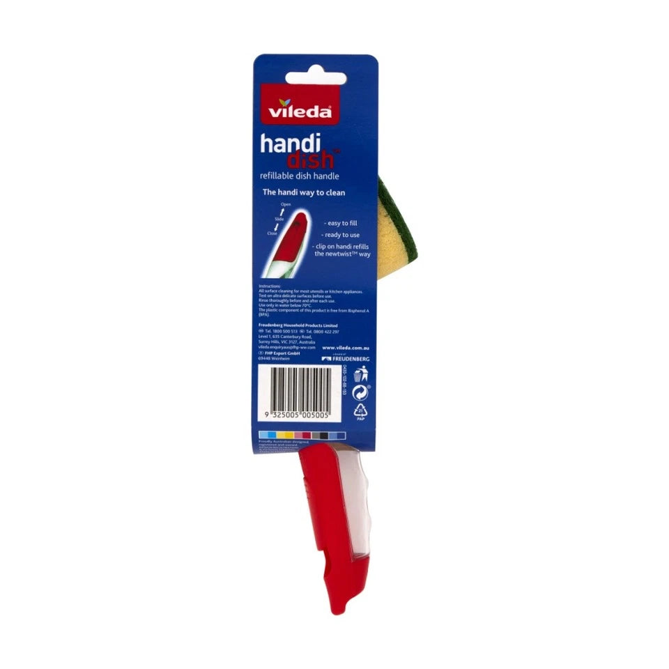 Vileda handi dish refillable dish handle packaging on a white background