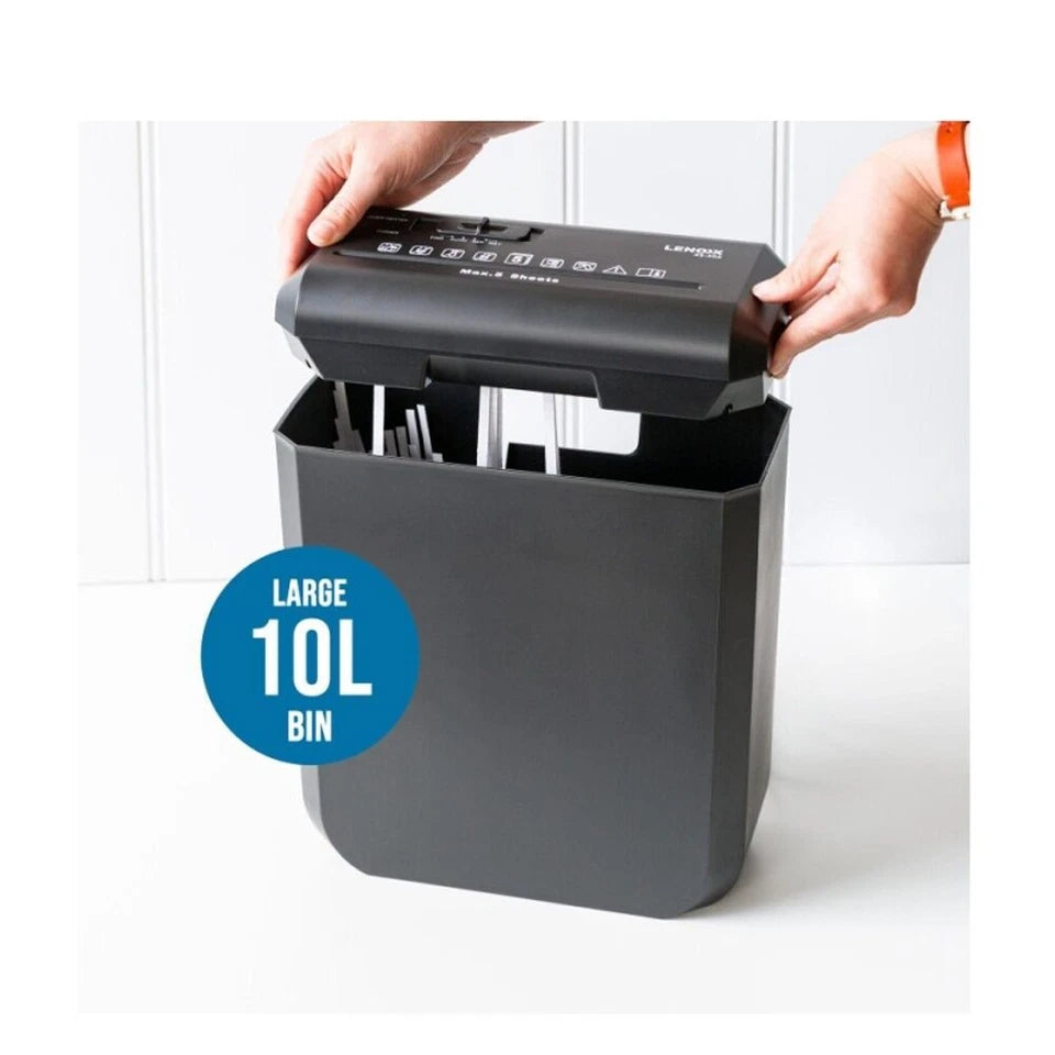 Lenoxx Paper Shredder – 180W, 5-Sheet A4 Capacity & 10L Bin | Home & Office | Black KGS Av8Store