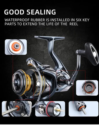 BEARKING Saltwater Spinning Reel 9+1BB | 5.2:1 | 12KG Drag | Waterproof AEX