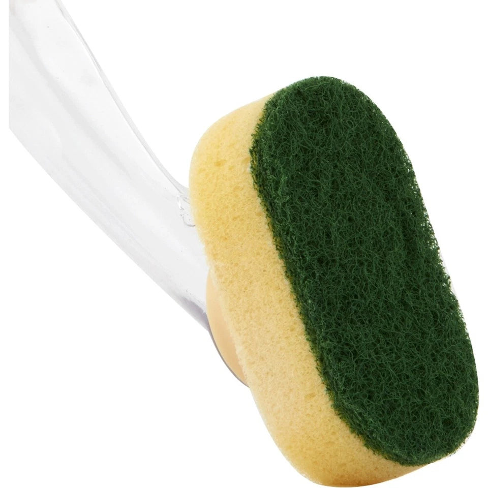 Green and beige scrubber on a white background