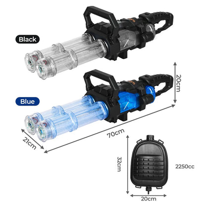 Electric Gatling Water Gun Blaster | Dual Barrel, LED Lights & Backpack Tank | Kids & Adults