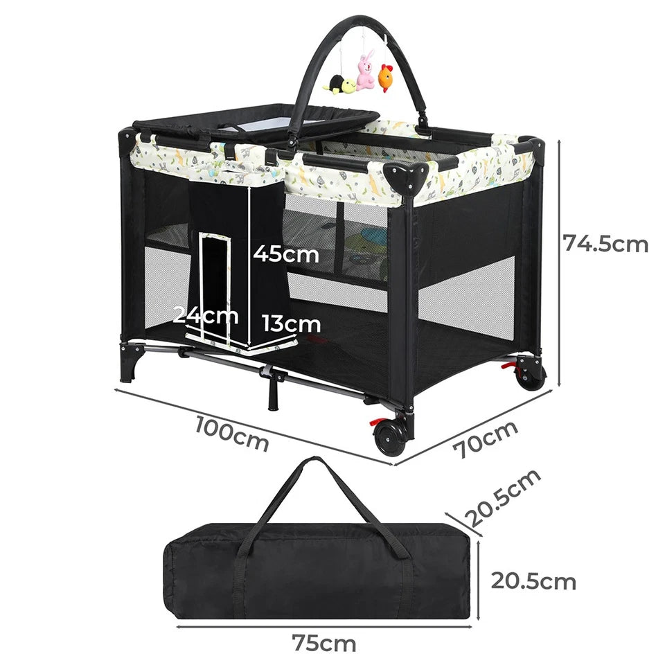 Bopeep Baby Cot Bed Crib Portable Bassinet Safety Rails Fence Foldable Travel Av8Store Av8Store