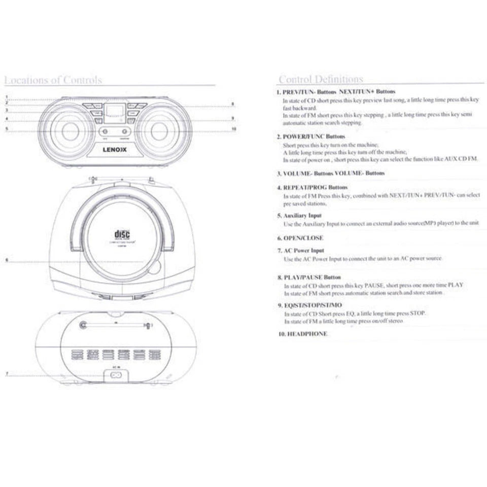 Lenoxx CD813B Portable Boombox | CD/CD-R/CD-RW Player, FM Radio & AUX Input | Black | Av8Store Australia KGS Av8Store