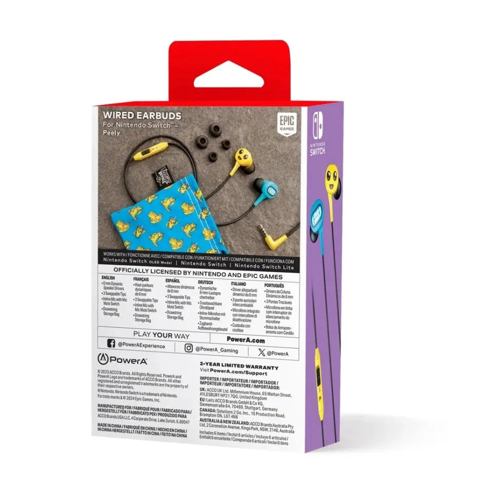 PowerA Nintendo Switch Wired Earbuds – Peely Banana Edition | In‑Ear Mic | Ergonomic Fit KGS