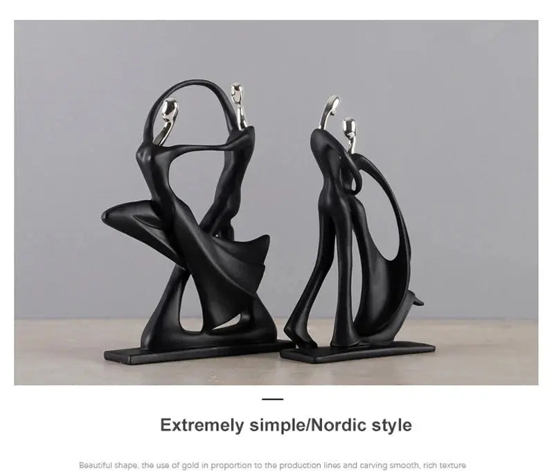 Nordic Dancing Couple | 2x Resin Figurines | Modern Art Home Decor Living Room Statue AEX