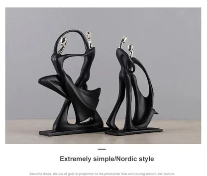 Nordic Dancing Couple | 2x Resin Figurines | Modern Art Home Decor Living Room Statue AEX