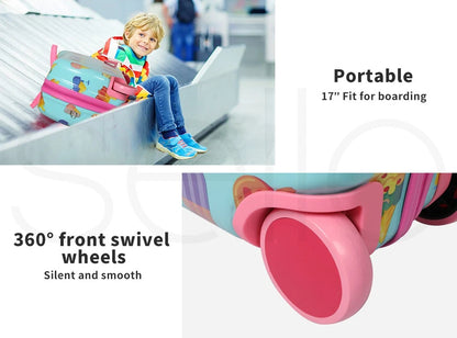 BoPeep Kids Ride On Suitcase | Children's Travel Luggage & Carry-On Trolley Bag | Ice Cream Design