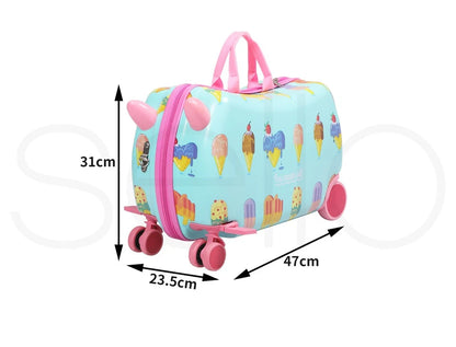 BoPeep Kids Ride On Suitcase | Children's Travel Luggage & Carry-On Trolley Bag | Ice Cream Design