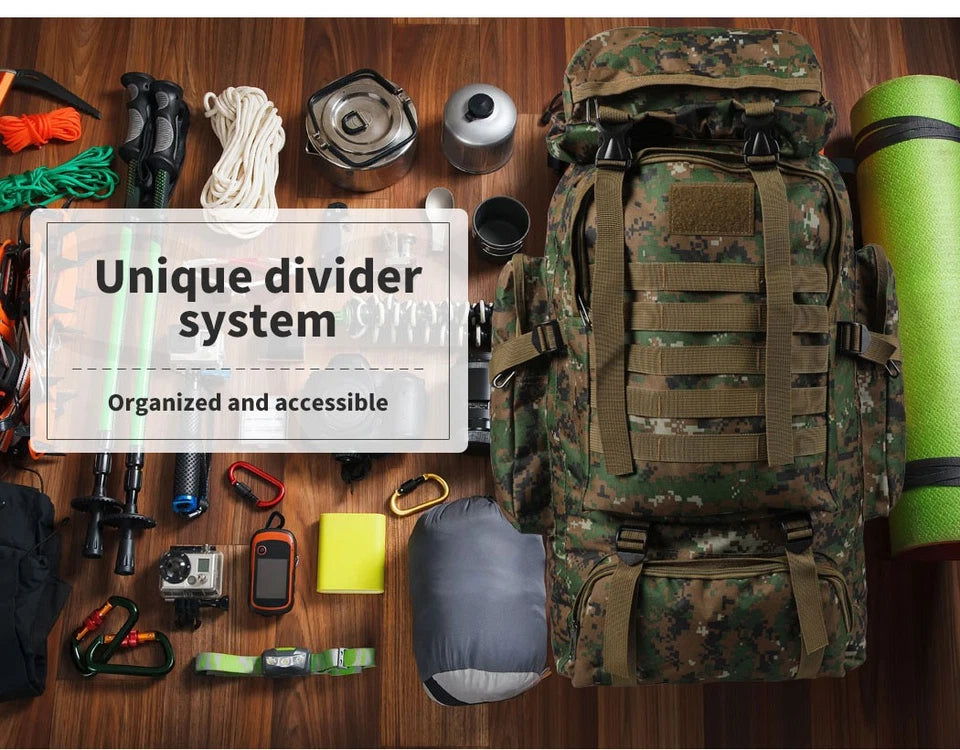 Slimbridge 80L Military Tactical Backpack | Waterproof Oxford | Hiking Camping Rucksack | Camo GPG Av8Store
