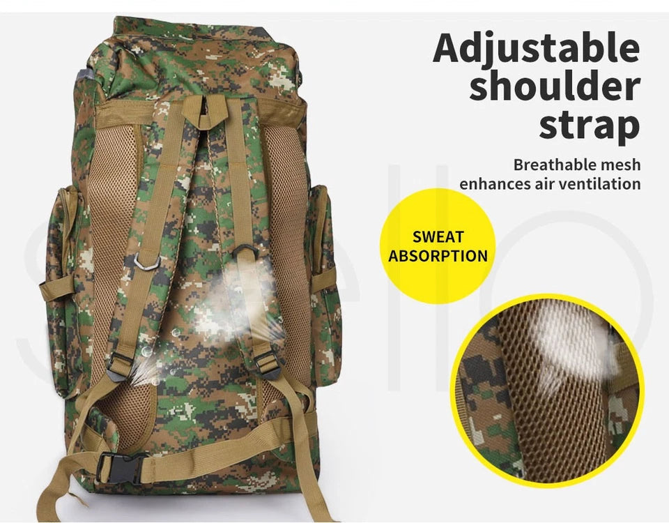 Slimbridge 80L Military Tactical Backpack | Waterproof Oxford | Hiking Camping Rucksack | Camo GPG Av8Store