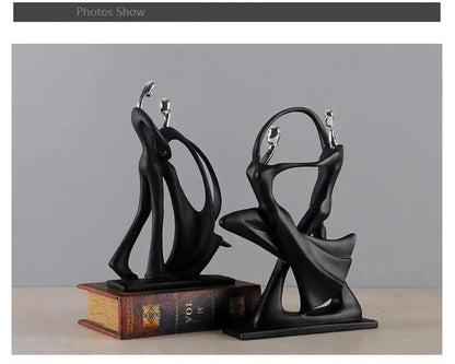 Nordic Dancing Couple | 2x Resin Figurines | Modern Art Home Decor Living Room Statue AEX