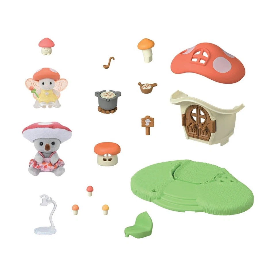 Sylvanian Families Fairy Mushroom House 17-Piece Playset with Julie the Koala Baby