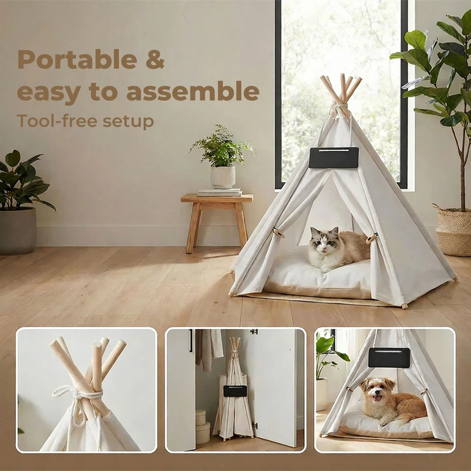 Pawz Pet Tent Bed – Cozy Indoor House for Cats, Puppies & Small Dogs | Washable Cushion GPG Av8Store