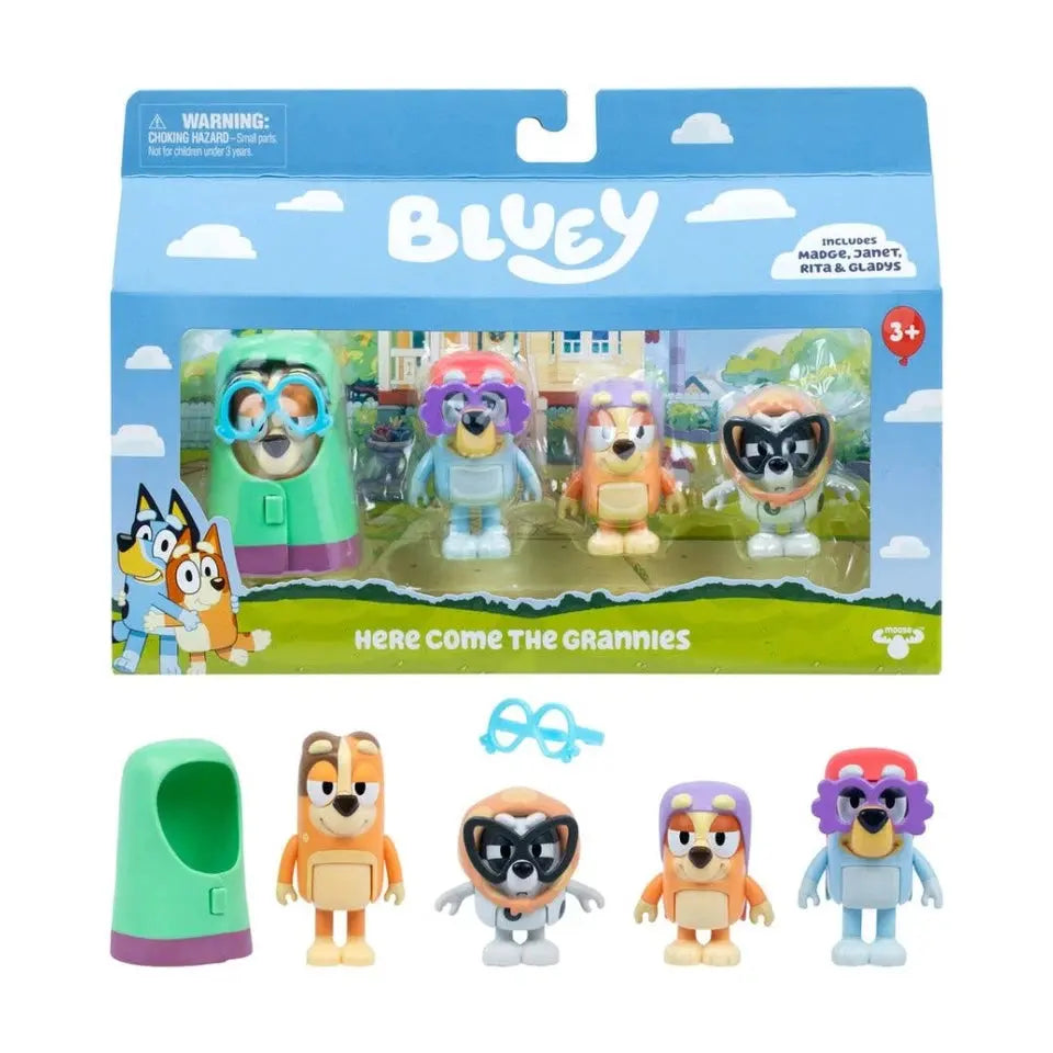 Bluey Series 14 Grannies Figure Set 4-Pack Kids Toy Playset Ages 3+ KGS