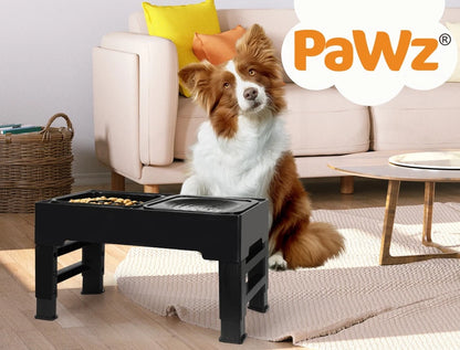 PaWz Elevated Dog & Cat Feeder | 4-Height Adjustable Raised Bowl with Slow Feeder
