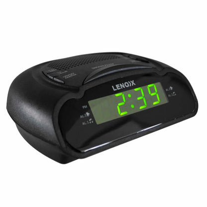 Lenoxx AM/FM Alarm Clock Radio with Dual Alarm, LED Display & Snooze – Black