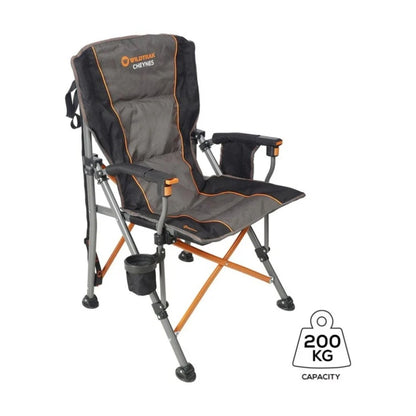 Wildtrak Cheynes DLX Solid Arm Camping Chair – 200kg Heavy Duty Outdoor Folding Chair KGS Av8Store