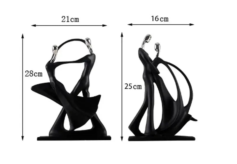 Nordic Dancing Couple | 2x Resin Figurines | Modern Art Home Decor Living Room Statue AEX