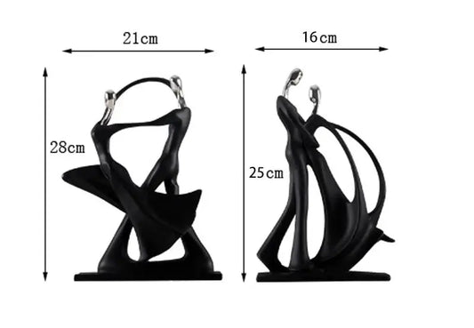 Nordic Dancing Couple | 2x Resin Figurines | Modern Art Home Decor Living Room Statue AEX