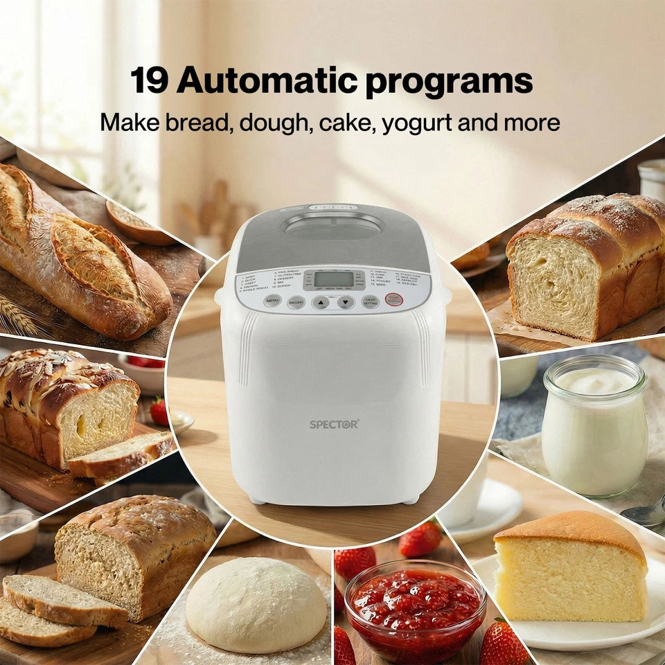Spector Automatic Bread Maker | 12 Programs | Non-Stick Pan | Gluten-Free Option Spector Av8Store