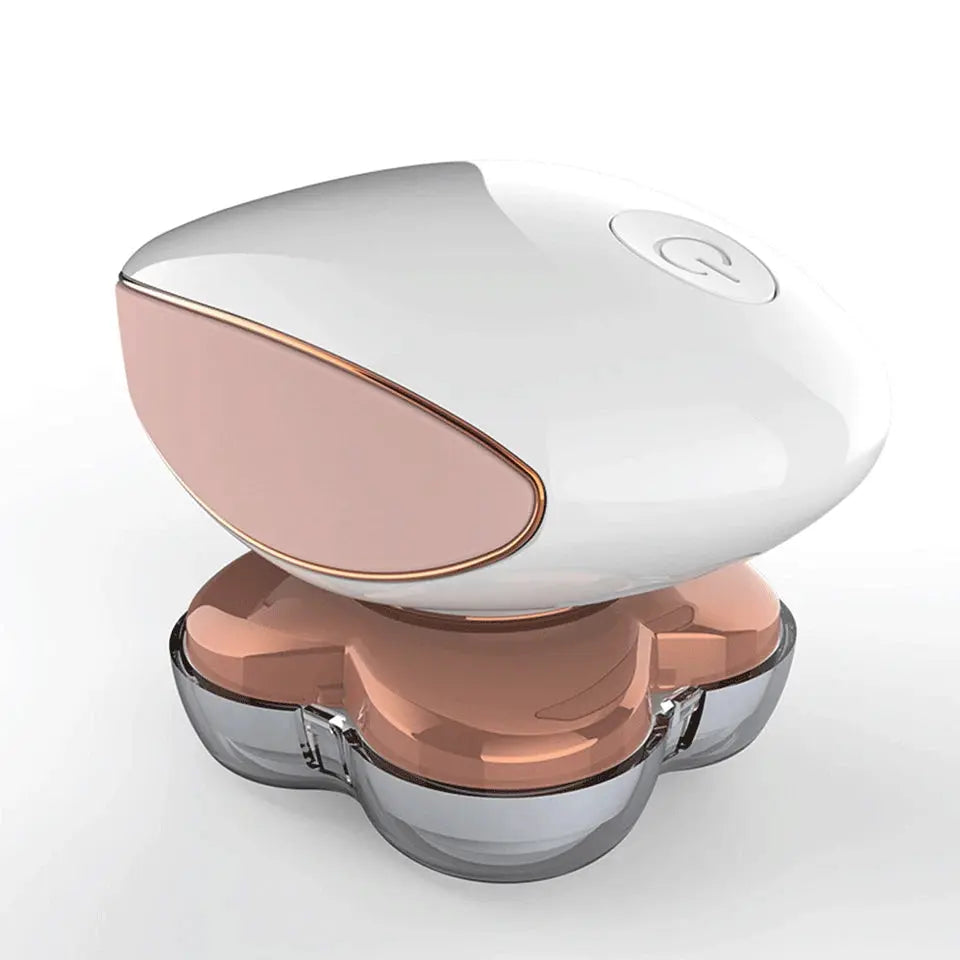 White and rose gold electronic device on a white background