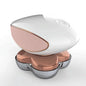 White and rose gold electronic device on a white background