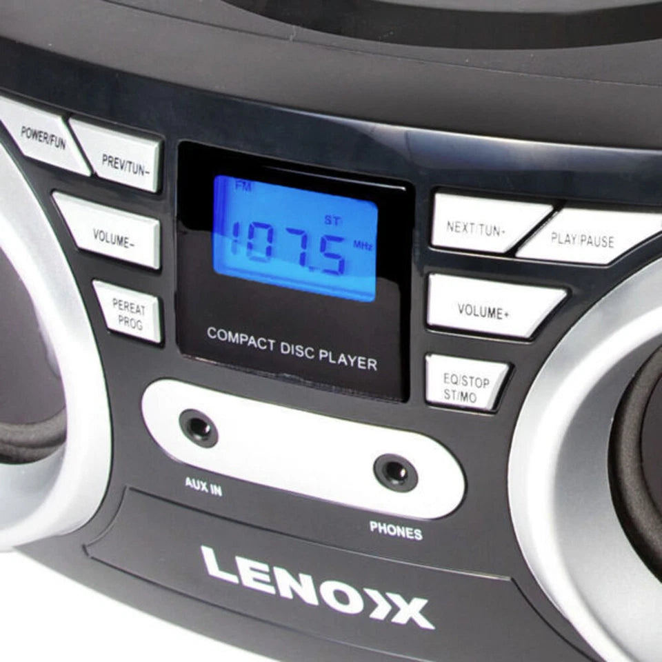 Lenoxx CD813B Portable Boombox | CD/CD-R/CD-RW Player, FM Radio & AUX Input | Black | Av8Store Australia KGS Av8Store